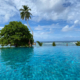 Cooles, Strandhotel auf Mahè, am Infinitypool mit Blick auf den Ozean